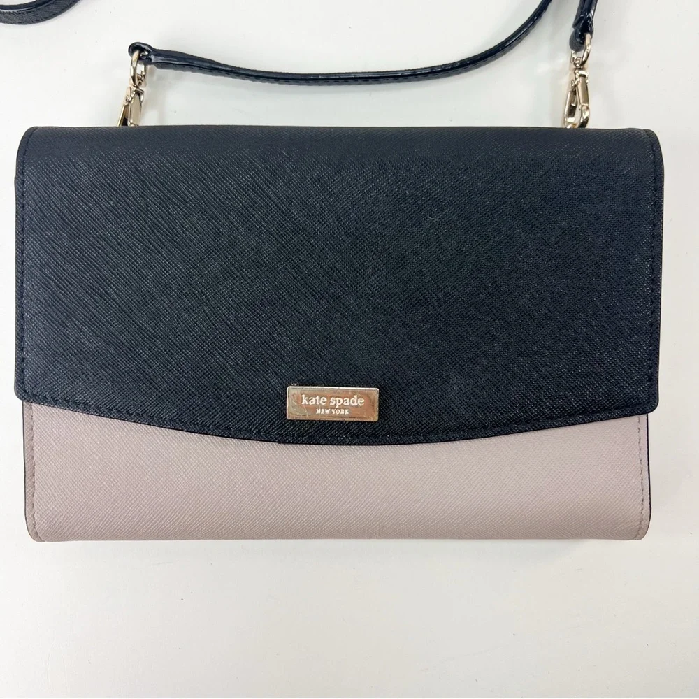 Kate Spade Laurel Way Winni Wallet Crossbody Two-Tone Black Almondine